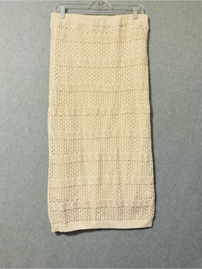 Freshmen 1996 Cream Crochet Knit Pencil Skirt - Women's SZ L